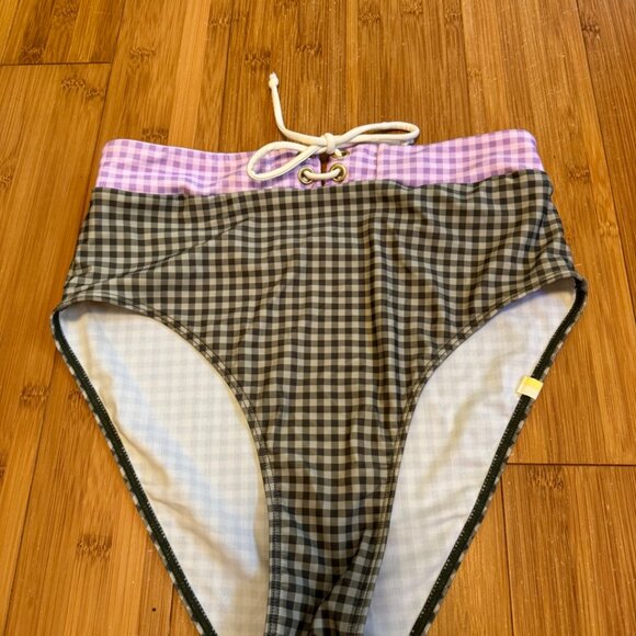 Summersalt Triangle Top and Lace-Up High Leg High Rise Bikini Bottom Gingham - Picture 9 of 10